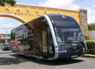 Ie-tram realiza su primer recorrido de prueba en Kanasín, Yucatán.
