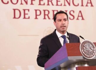 Avances del IE-TRAM presenta el gobernador Mauricio Vila durante la "mañanera" del presidente López Obrador.