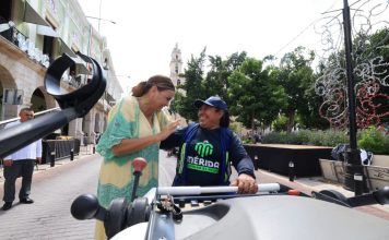 Policía Municipal de Mérida durante el operativo de fiestas patrias.