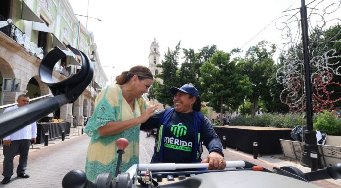 Policía Municipal de Mérida durante el operativo de fiestas patrias.