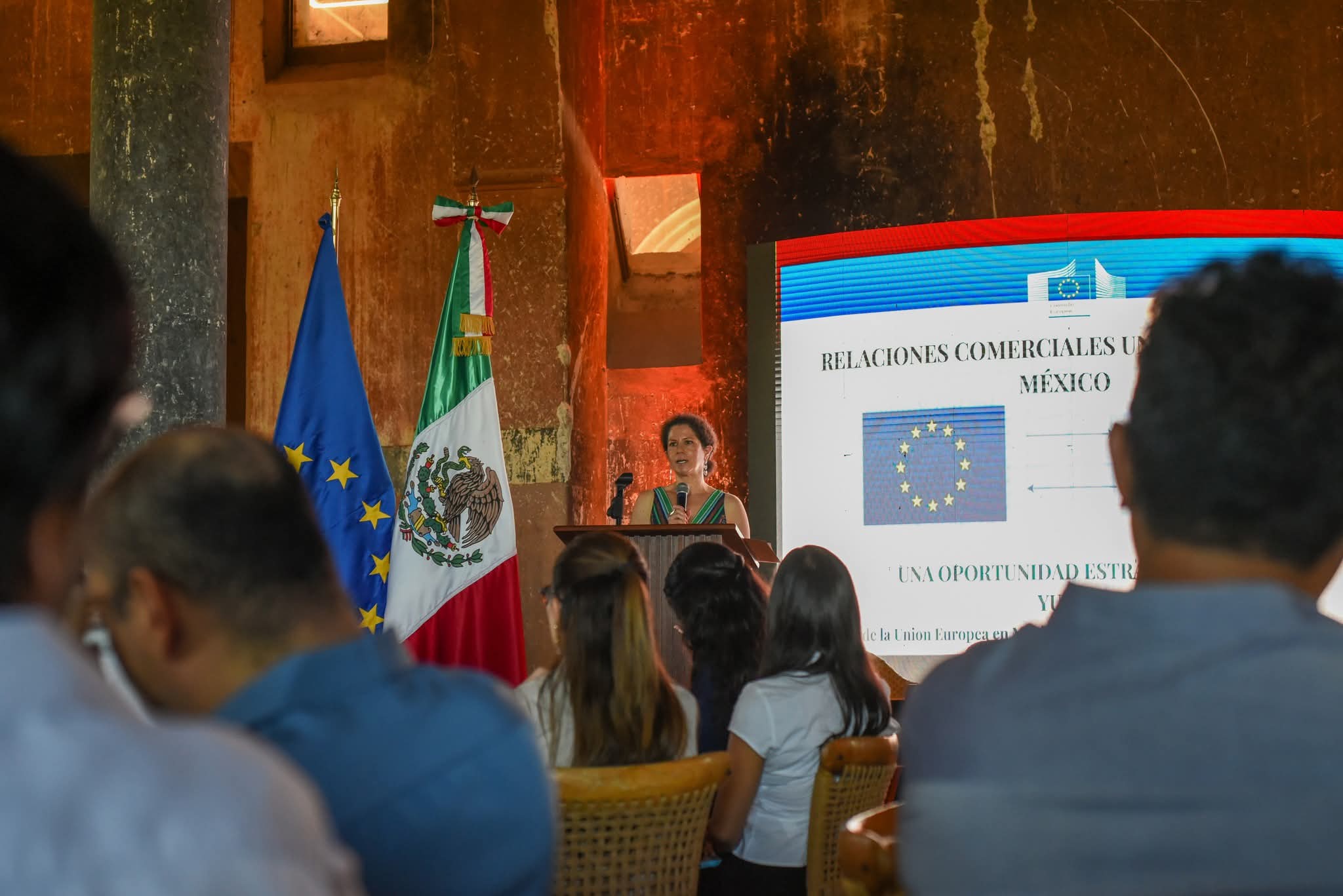 Presentación del Acuerdo Global Modernizado México-Unión Europea en Mérida sobre comercio, inversión y economía circular.