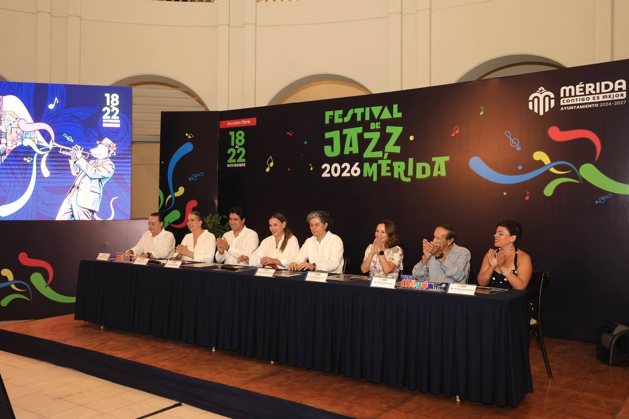 Presentación del Festival de Jazz Mérida 2026 con conciertos y actividades culturales gratuitas.